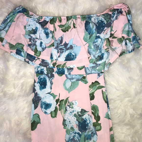 Long pink & blue floral dress - Picture 3 of 7